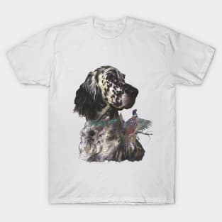 English Setter With Pheasants,  Art T-Shirt